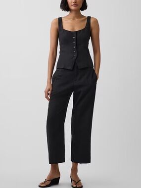 GAP Linen-Blend Relaxed Straight Ankle Pants, Size 4 Tall,  BNWT